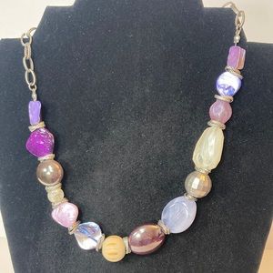 18" Purple Beaded and Shell Necklace